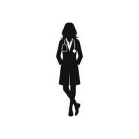 médical professionnel silhouette vecteur illustration art de femme médecin
