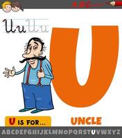 lettre u de alphabet avec dessin animé oncle personnage vecteur
