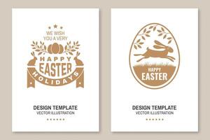 content Pâques carte, badge, logo, signe. vecteur. typographie conception avec Pâques lapin et main des œufs. moderne minimal style. pour affiche, salutation carte, recouvrir, autocollant. Pâques Oeuf chasser vecteur