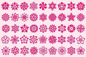 abstrait rose fleurs ensemble. décoratif floral conception éléments collection. rose plat floral têtes pour votre conception projets. vecteur