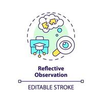 réfléchissant observation multi Couleur concept icône. reflétant sur expérience. en cours d'analyse expérience, erreurs. rond forme ligne illustration. abstrait idée. graphique conception. facile à utilisation dans présentation vecteur