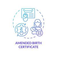 modifié naissance certificat bleu pente concept icône. en changeant information de adopté enfant. adoption procédure. rond forme ligne illustration. abstrait idée. graphique conception. facile à utilisation vecteur