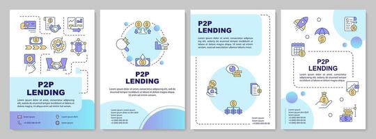 p2p prêt bleu cercle brochure modèle. alternative prêt. brochure conception avec linéaire Icônes. modifiable 4 vecteur mises en page pour présentation, annuel rapports