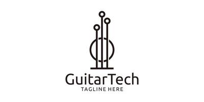 technologie guitare conception logo, logo conception modèle, Créatif idée symbole. vecteur