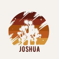 vecteur de Joshua nationale des arbres dans Californie avec le coucher du soleil panorama parfait pour imprimer, vêtements, etc
