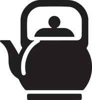 thé bouilloire vecteur icône avec tasse silhouette, noir Couleur silhouette 15