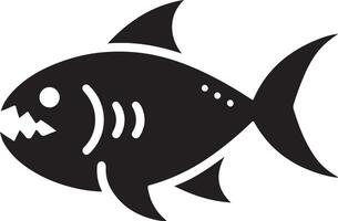 piranha poisson vecteur icône, clipart, symbole, plat illustration, noir Couleur silhouette 15