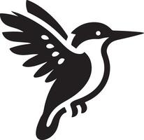 martin-pêcheur oiseau vecteur art icône, clipart, symbole, noir Couleur silhouette, blanc Contexte dix