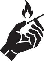 main tenir allumettes Feu branché ancien vecteur logo icône, silhouette 4