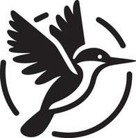 martin-pêcheur oiseau vecteur art icône, clipart, symbole, noir Couleur silhouette, blanc Contexte 15