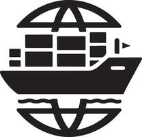 minimal international livraison pétrolier navire en dessous de rond forme logo vecteur icône 14