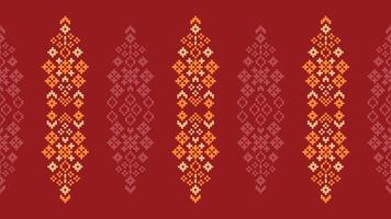 traditionnel ethnique motifs ikat géométrique en tissu modèle traverser point.ikat broderie ethnique Oriental pixel rouge Contexte. abstrait, vecteur, illustration. texture, Noël, décoration, papier peint. vecteur