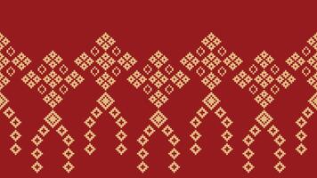 traditionnel ethnique motifs ikat géométrique en tissu modèle traverser point.ikat broderie ethnique Oriental pixel rouge Contexte. abstrait, vecteur, illustration. texture, Noël, décoration, papier peint. vecteur