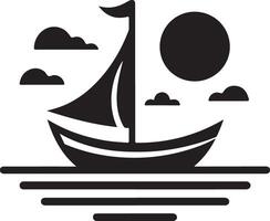 bateau vecteur logo concept icône, clipart, symbole, noir Couleur silhouette, blanc Contexte 14