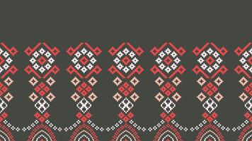 traditionnel ethnique motifs ikat géométrique en tissu modèle traverser point.ikat broderie ethnique Oriental pixel gris Contexte. abstrait, vecteur, illustration. texture, écharpe, décoration, papier peint. vecteur