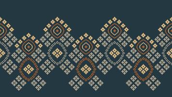traditionnel ethnique motifs ikat géométrique en tissu modèle traverser point.ikat broderie ethnique Oriental pixel gris Contexte. abstrait, vecteur, illustration. texture, écharpe, décoration, papier peint. vecteur
