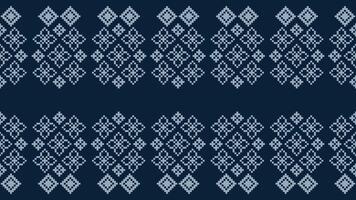 traditionnel ethnique motifs ikat géométrique en tissu modèle traverser point.ikat broderie ethnique Oriental pixel marine bleu Contexte. abstrait, vecteur, illustration. texture, écharpe, décoration, papier peint. vecteur