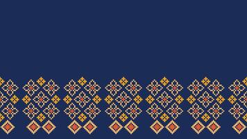 traditionnel ethnique motifs ikat géométrique en tissu modèle traverser point.ikat broderie ethnique Oriental pixel marine bleu Contexte. abstrait, vecteur, illustration. texture, écharpe, décoration, papier peint. vecteur