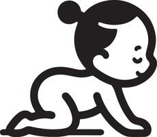 minimal mignonne souriant bébé rampant icône noir Couleur silhouette, logo, clipart, symbole 24 vecteur