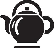thé bouilloire vecteur icône avec tasse silhouette, noir Couleur silhouette 9