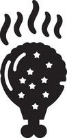 frit chaud poulet jambe pcs vecteur icône silhouette, clipart, symbole, noir Couleur silhouette 14