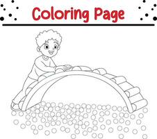 les enfants ayant amusement terrain de jeux coloration page vecteur
