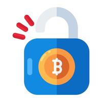 une Créatif conception icône de bitcoin fermer à clé vecteur