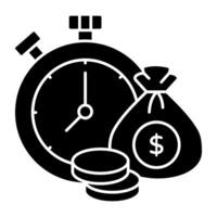 dollar avec chronomètre, icône de temps est argent vecteur