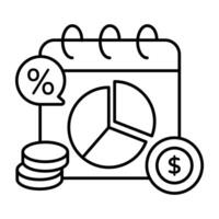icône de argent avec calendrier, linéaire conception de Paiement journée vecteur