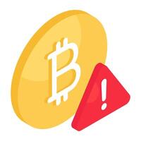 vecteur conception de bitcoin avertissement