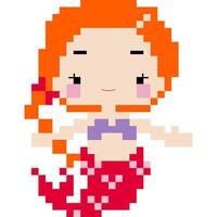 Sirène dessin animé icône dans pixel style vecteur