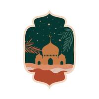 mosquée silhouette vecteur numérique artisanat isolé et papier art style. adapté pour Ramadan ou eid salutation, Contexte fenêtre et islamique fête.