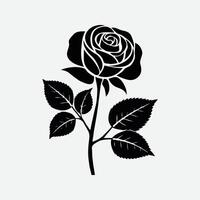 silhouettes de Rose isolé sur blanc Contexte vecteur illustration