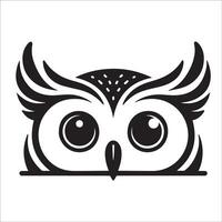 ai généré furtivement longue oreille hibou illustration dans noir et blanc vecteur