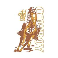 ancien illustration de cow-boy vecteur t chemise conception vecteur graphique typographique affiche ou t-shirts rue porter et Urbain style