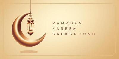 or Ramadan kareem salutation carte vecteur. 3d vecteur moderne islamique vacances bannière, Ramadan kareem veux dire Ramadan le généreuse mois. pendaison lanterne et croissant lune décor illustration