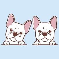 mignonne blanc français bouledogue chiot dessin animé, vecteur illustration