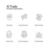 ai Commerce promotion optimisation vecteur Icônes stimulant Ventes stratégies