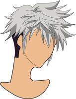 homme anime style cheveux isolé sur blanc Contexte vecteur illustration