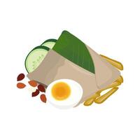 vecteur illustration logo de nasi Lemak emballage avec séparé côté vaisselle