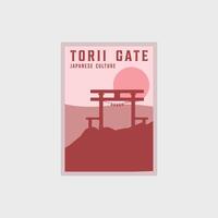 torii porte culture affiche ancien minimaliste vecteur illustration modèle graphique conception