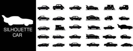 silhouette voiture collection, avec une soigneusement organisé sélection de voiture silhouettes. chaque pièce capture le essence et dynamique lignes de le iconique modèle vecteur