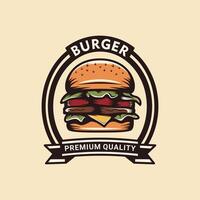 illustration de Burger ancien logo conception. vecteur