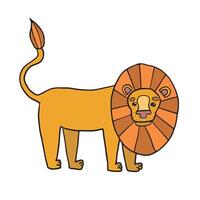 une espiègle dessin animé Lion illustration avec une vibrant Orange crinière et une de bonne humeur expression, parfait pour enfants éducatif contenu ou décor vecteur