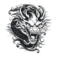 une dragon tête logo sur blanc Contexte vecteur
