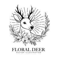 cerf dans fleur vecteur illustration