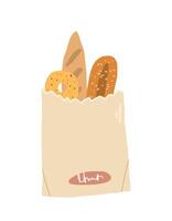 Frais pain illustration. baguette, beignet, pain vecteur illustration pour boulangerie.