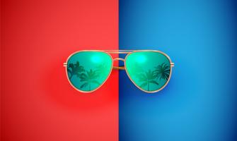 Lunettes de soleil vecteur réaliste sur un fond coloré, illustration vectorielle