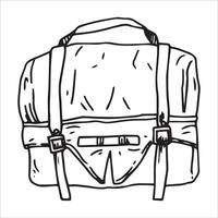 sac pour randonnée. Facile ligne dessin dans griffonnage style. vecteur