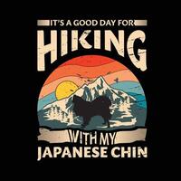 c'est une bien journée pour randonnée avec mon Japonais menton chien typographie T-shirt conception vecteur